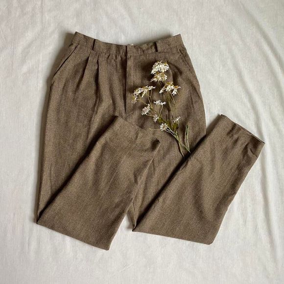 Vintage Pants - Vintage brown wool blend trousers